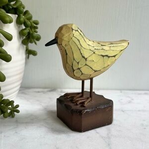 Wooden Yellow Bird Figurine
